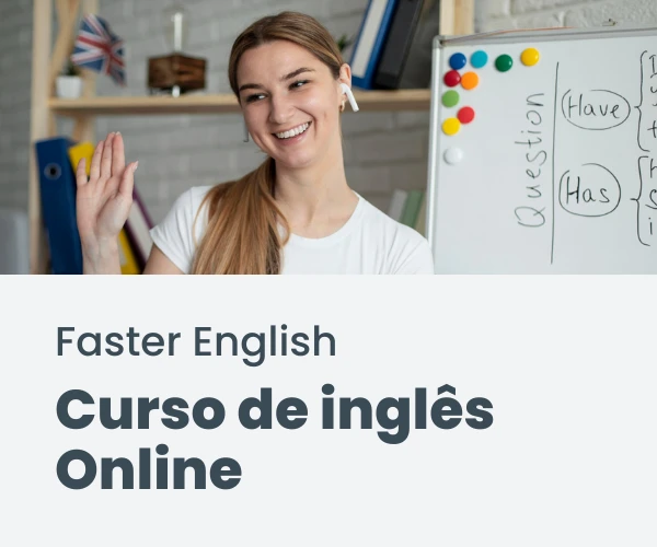 Imagem ilustrando mulher acenando e texto abaixo falando sobre o curso de inglês online da Seu Idioma