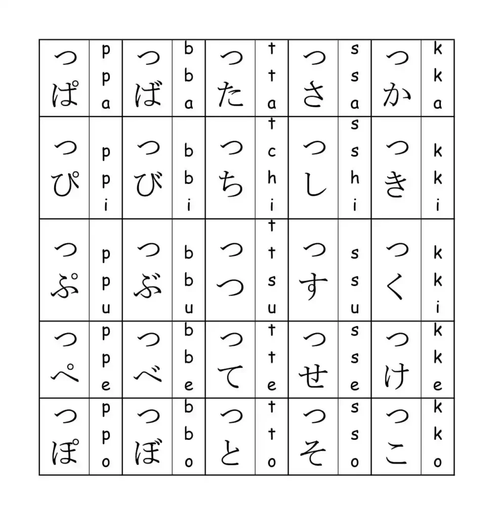 Sokuon hiragana