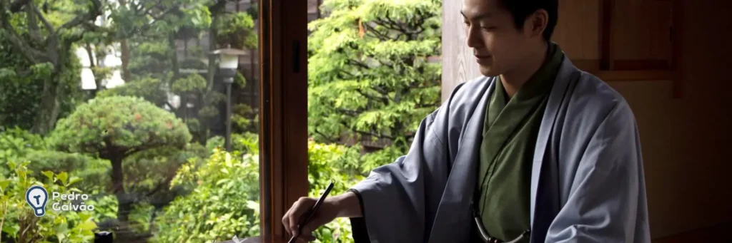 Pessoa escrevendo para indicar os números em japonês